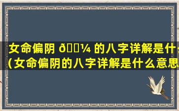 女命偏阴 🐼 的八字详解是什么（女命偏阴的八字详解是什么意思）